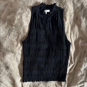 Frame Denim Black Textured Sleeveless Blouse size L